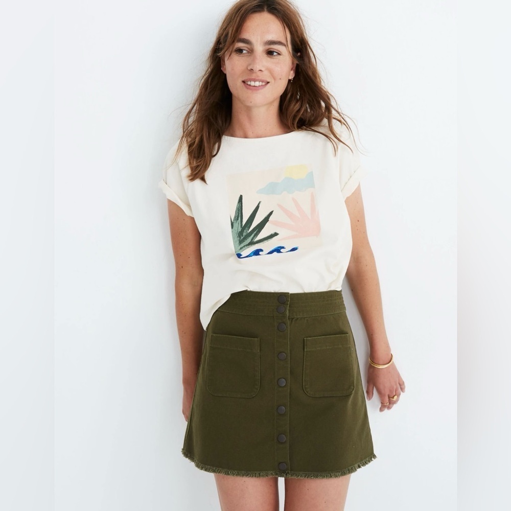 Madewell Raw-Hem A-Line Mini Skirt in Kale - Size 4